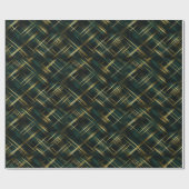 金ゴールドモダンとダークグリーンの格子縞 ラッピングペーパー (フラット)