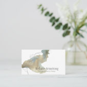 金ゴールドモダンとティール（緑がかった色）の斜手引きジャスミン 名刺 (スタンド正面)