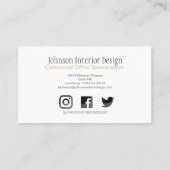 金ゴールドモダンとティール（緑がかった色）の斜手引きジャスミン 名刺 (裏面)