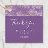 金ゴールドモダンとパープルマーブルサンキューメッセージカード フェイバータグ (正面)