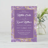 金ゴールドモダンとパープルマーブル結婚式招待状 招待状 (スタンド正面)