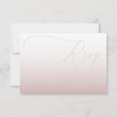 金ゴールドモダンとピンクウェディング出欠 出欠カード (正面)