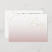 金ゴールドモダンとピンクウェディング出欠 出欠カード (正面/裏面)