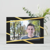 金ゴールドモダンとブラックのフォト招待状 招待状 (スタンド正面)