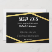 金ゴールドモダンとブラックのフォト招待状 招待状 (裏面)