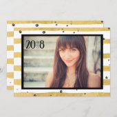 金ゴールドモダンとブラックのフォト招待状 招待状 (正面/裏面)