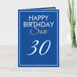 金ゴールドモダンとブルーソン30歳の誕生日 カード