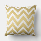 金ゴールドモダンとホワイトシェブロンストライプの クッション (正面)
