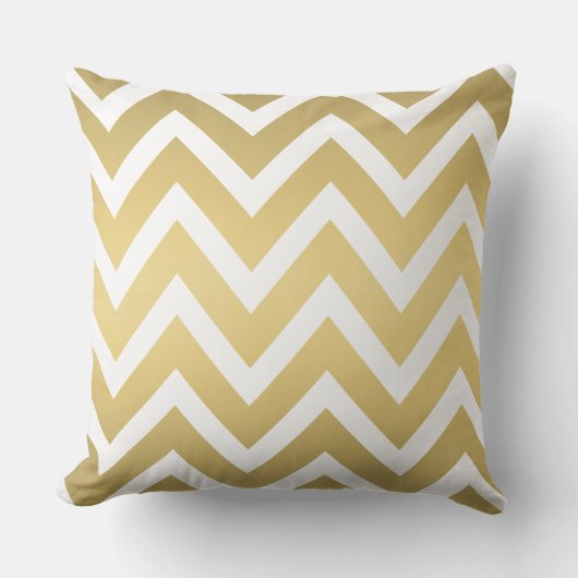 金ゴールドモダンとホワイトシェブロンストライプの クッション (正面)