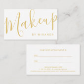 金ゴールドモダンとホワイトメイクアップアーティストアポイントメント 予約カード (正面/裏面)