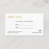 金ゴールドモダンとホワイト理容師ショップ次アポイントメント 名刺 (裏面)