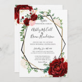 金ゴールドモダンとメルロの幾何学的な結婚式の招待 招待状 (正面/裏面)