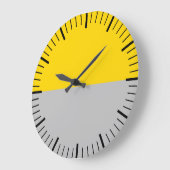 金ゴールドモダンと数字のない灰色の時計 ラージ壁時計 (傾斜)