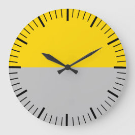 金ゴールドモダンと数字のない灰色の時計 ラージ壁時計