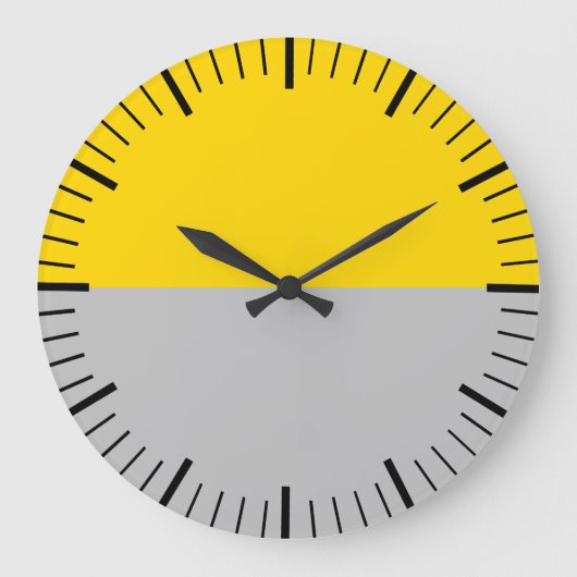 金ゴールドモダンと数字のない灰色の時計 ラージ壁時計 (正面)