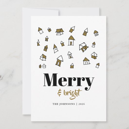 金ゴールドモダンと白と明メリーるいクリスマス シーズンカード (正面)