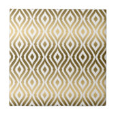 金ゴールドモダンと白のティアロップジオメトリックパターン タイル (正面)