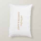 金ゴールドモダンと白3枚の写真ママ誕生日 アクセントクッション (裏面(縦))