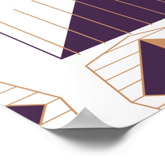 金ゴールドモダンと紫抽象芸術の幾何学的パターン ポスター (角)