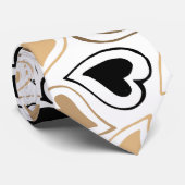 金ゴールドモダンと黒のハートパターン ネクタイ (ロール)