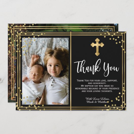 金ゴールドモダンと黒洗礼サンキューカード サンキューカード (正面/裏面)