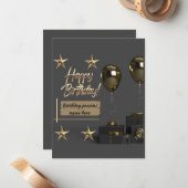 金ゴールドモダンのカスタマイズハッピーバースデー ノートカード (正面/裏面インサイチュ)