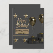 金ゴールドモダンのカスタマイズハッピーバースデー ノートカード (正面/裏面)