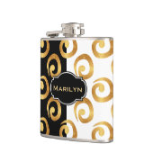 金ゴールドモダンのカールのパターン(白黒) フラスク (左)