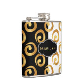 金ゴールドモダンのカールのパターン(白黒) フラスク (右)