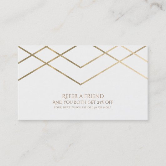 金ゴールドモダンのジオメトリ線がフレンドを参照 紹介カード (正面)