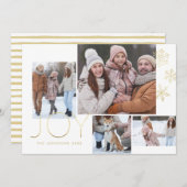 金ゴールドモダンの書道と雪片1枚の写真 シーズンカード (正面/裏面)