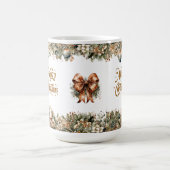 金ゴールドモダンの緑と錆びたオレンジ コーヒーマグカップ (中央)