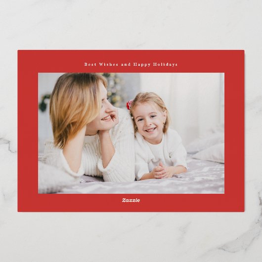 金ゴールドモダンの緑はクリスマスの楽し数々のい写真 箔シーズンカード (裏面)