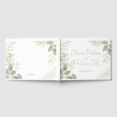 金ゴールドモダンの緑結婚色 ゲストブック (全面)