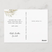 金ゴールドモダンの葉3フォトコラージュクリスマス ポストカード (裏面)