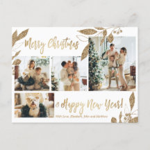 金ゴールドモダンの葉4フォトコラージュクリスマス