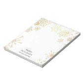 金ゴールドモダンの雪の結晶クリスマスパーティー ノートパッド (回転)