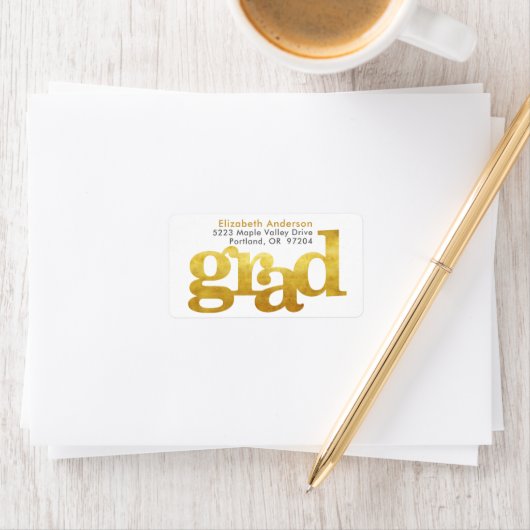 金ゴールドモダンはっきりしたタイポグラフィ住所 ラベル (インサイチュ)