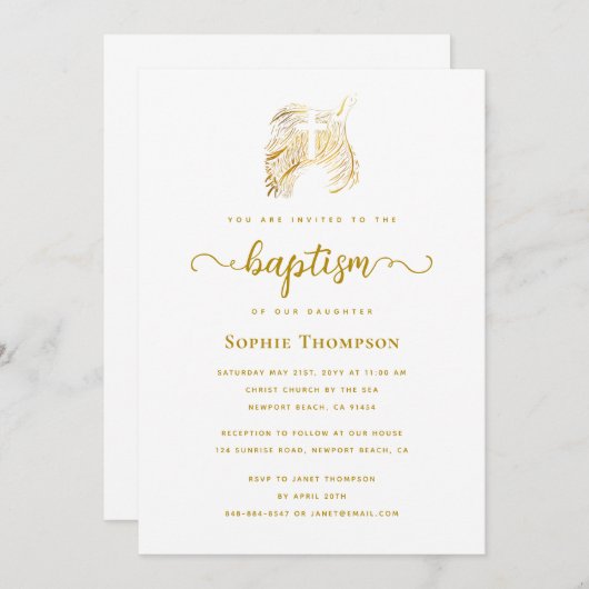 金ゴールドモダンは白十字宗教バプテスマを行う 招待状 (正面/裏面)