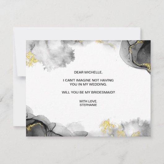 金ゴールドモダンは私の花嫁介添人か？招待 招待状 (裏面)