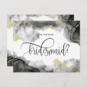 金ゴールドモダンは私の花嫁介添人か?招待 招待状 (正面/裏面)