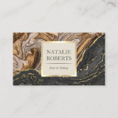 金ゴールドモダンアガテブラックマーブルラグジュアリーサロンスパ 名刺 (正面)