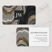 金ゴールドモダンアガートストーンモノグラムプロフェッショナル 名刺 (正面/裏面)