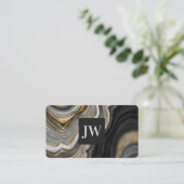 金ゴールドモダンアガートストーンモノグラムプロフェッショナル 名刺 (スタンド正面)