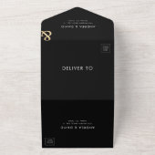 金ゴールドモダンアンパサンド黒QRコードRSVP結婚's オールインワン招待状 (外側)