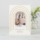 金ゴールドモダンアーチ写真クリスマス海軍 シーズンカード (スタンド正面)