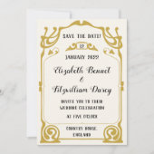 金ゴールドモダンアールヌーボースタイル結婚式招待状 招待状 (正面)