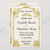 金ゴールドモダンアールヌーボースタイル結婚式招待状 招待状 (正面/裏面)