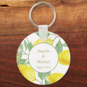 金ゴールドモダンイエローレモングリ葉ーンズ結婚ズ キーホルダー (裏面)