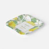 金ゴールドモダンイエローレモングリ葉ーンズ結婚ズ ペーパープレート (傾斜あり)